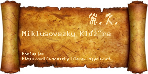 Miklusovszky Klára névjegykártya